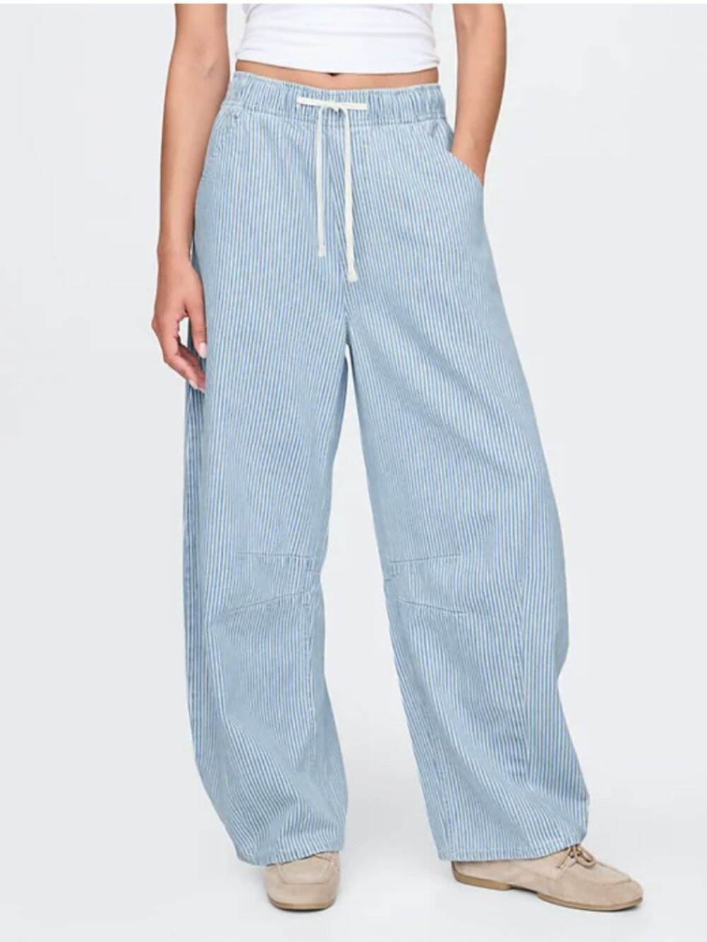 Gap Mid Rise UltraSoft Denim Stripe Easy Horseshoe Jeans
